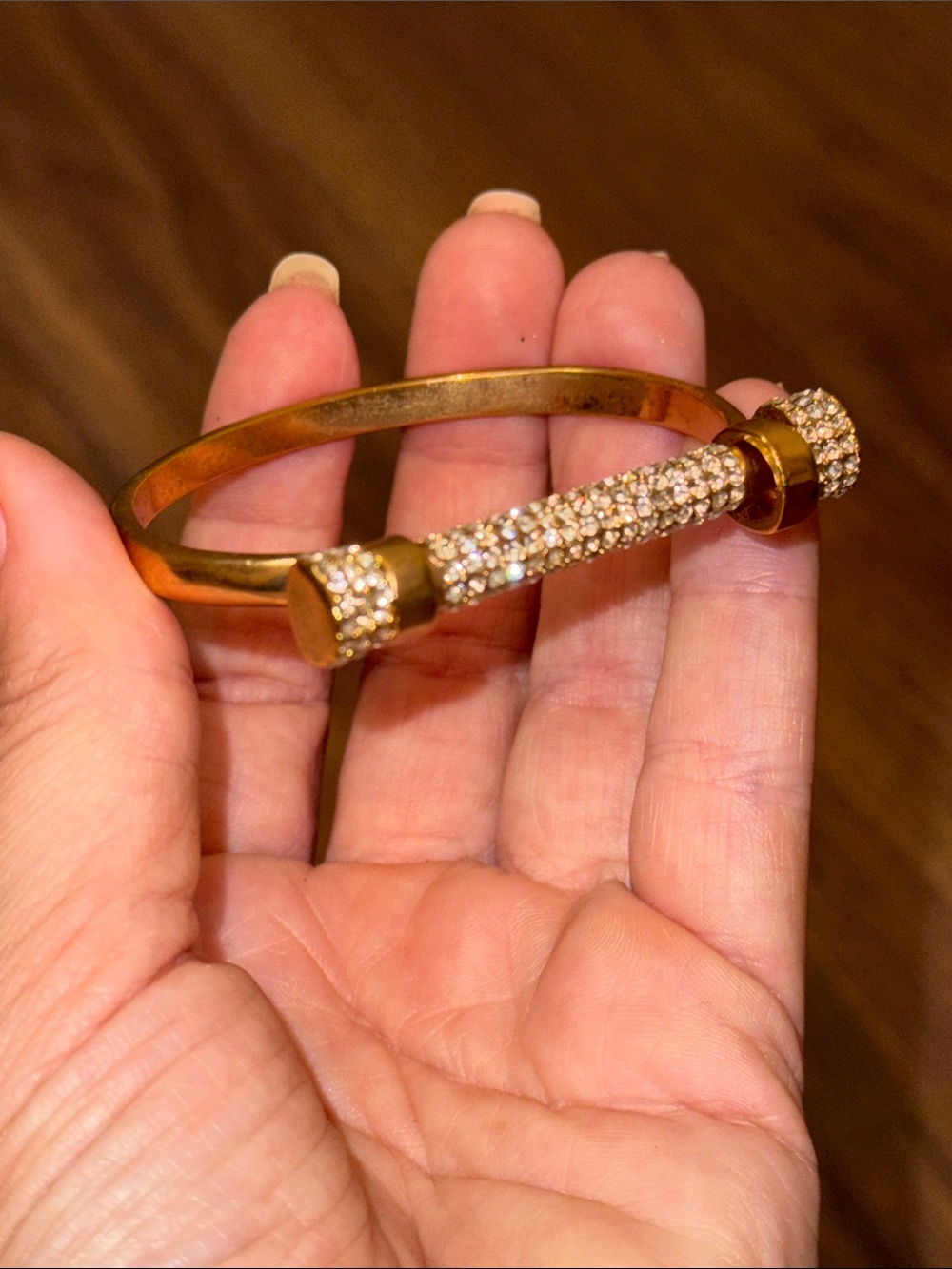 Eye Candy LA Gold Crystal Pave Nail-Style Cuff Bracelet - Women Jewelry